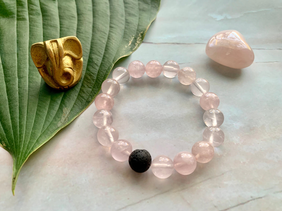 Rose Quartz Healing Crystal & Sandalwood Beads Bracelet – Moana