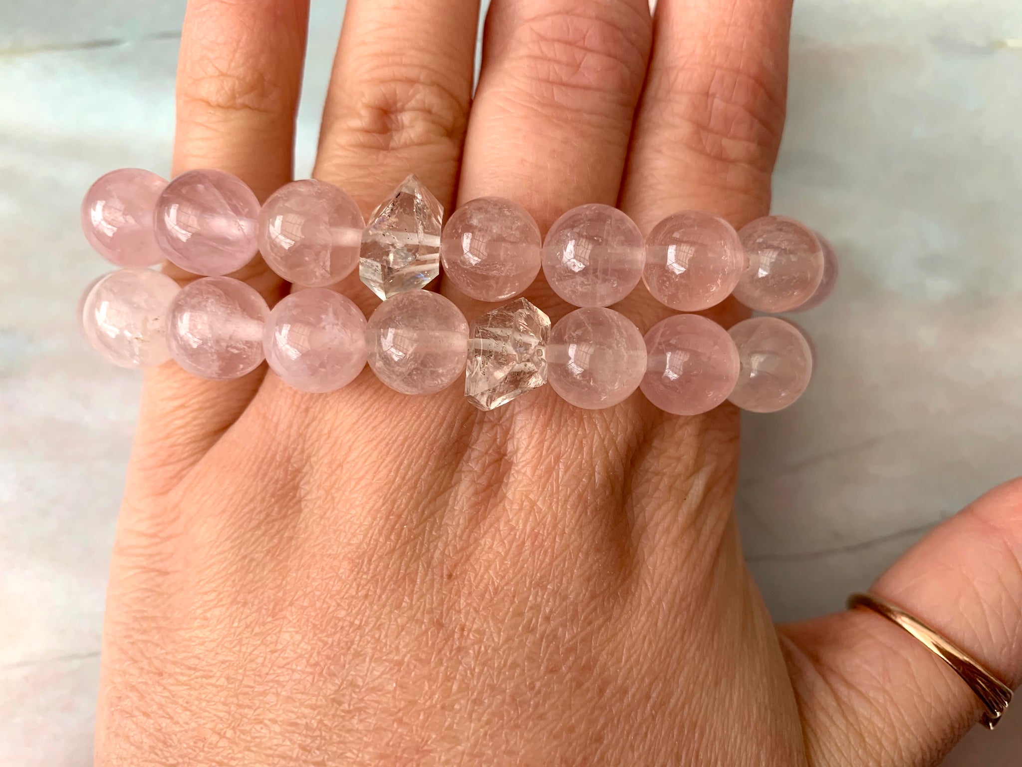 Natural Rose Quartz Crystal Bracelet — Parthpooja