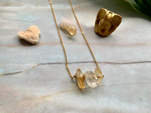 Citrine Healing Crystal Gemstone Gold Filled Necklace